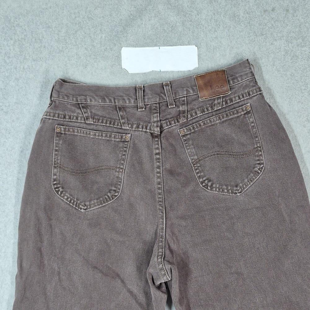 VINTAGE Lee Riveted Women Jeans 18 MED Brown High Rise Taper Denim 29" Inseam - Picture 10 of 16